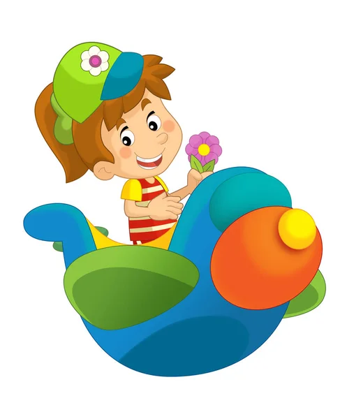 Criança Dos Desenhos Animados Parque Diversões Avião Diversão Brinquedo Ilustração — Fotografia de Stock