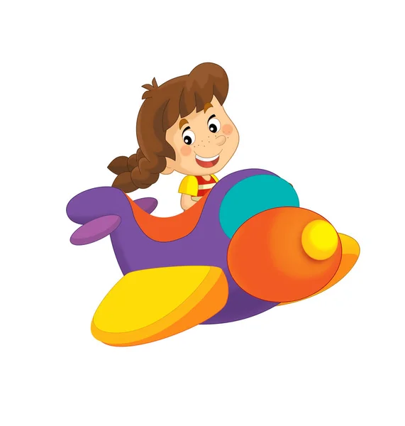Criança Dos Desenhos Animados Parque Diversões Avião Diversão Brinquedo Ilustração — Fotografia de Stock