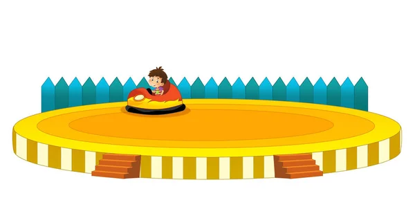 cartoon scene with funfair playground kindergarten isolated illustration for kids