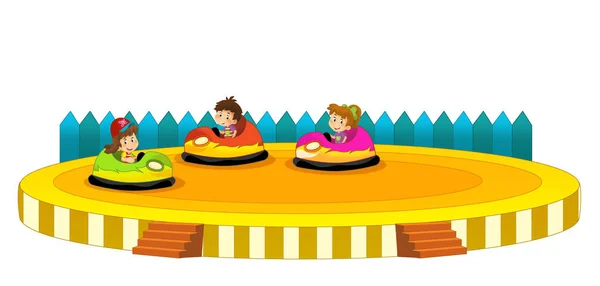 cartoon scene with funfair playground kindergarten isolated illustration for kids