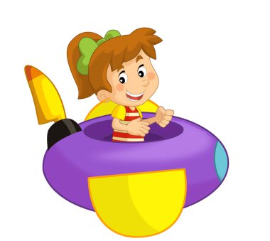 Oyuncak lunaparktaki ya da çocuk parkındaki çizgi film çocuğu çocuklar için izole bir illüstrasyon.