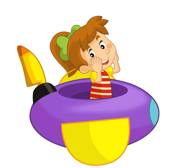 Cartoon Dítě Hračce Zábavní Letadlo Zábavní Park Nebo Hřiště Izolované — Stock fotografie