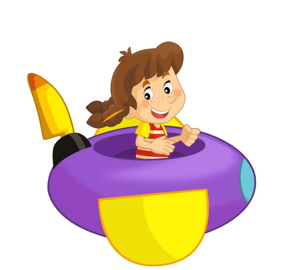 Criança Dos Desenhos Animados Parque Diversões Avião Feira Brinquedo Ilustração — Fotografia de Stock