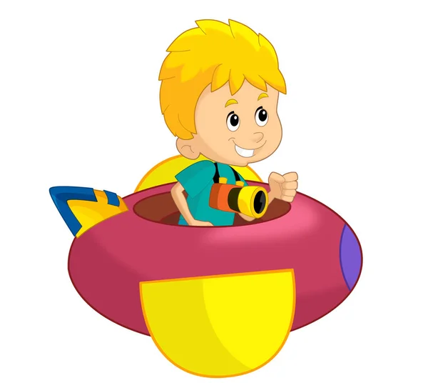 Cartoon Dítě Hračce Zábavní Letadlo Zábavní Park Nebo Hřiště Izolované — Stock fotografie
