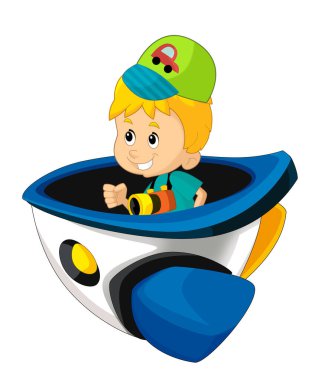 Oyuncak lunapark gemisinde çizgi film çocuğu ya da eğlence parkında ya da çocuklar için izole edilmiş oyun parkında.