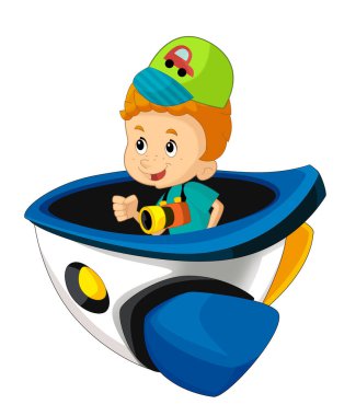 Oyuncak lunapark gemisinde çizgi film çocuğu ya da eğlence parkında ya da çocuklar için izole edilmiş oyun parkında.