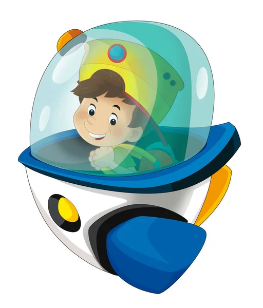 おもちゃの楽しい宇宙船やスターシップ遊園地や子供のための孤立したイラストの遊び場で漫画の子供 — ストック写真