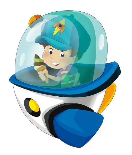 Cartoon Παιδί Ένα Παιχνίδι Funfair Διαστημικό Πλοίο Αστέρι Πλοίο Λούνα — Φωτογραφία Αρχείου