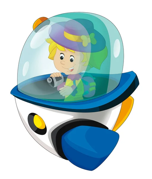 Dzieciak Kreskówki Zabawkowym Wesołym Statku Kosmicznym Lub Parku Rozrywki Statku — Zdjęcie stockowe