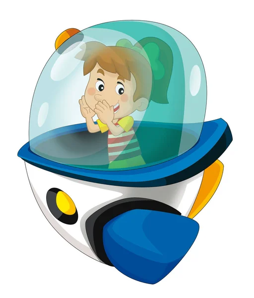 玩具游乐场 宇宙飞船 星舰游乐园或儿童游乐场上的卡通小孩儿 — 图库照片