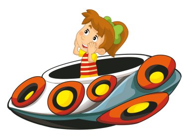 Oyuncak lunapark gemisinde çizgi film çocuğu ya da eğlence parkında ya da çocuklar için izole edilmiş oyun parkında.