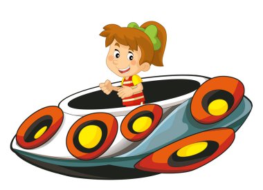 Oyuncak lunapark gemisinde çizgi film çocuğu ya da eğlence parkında ya da çocuklar için izole edilmiş oyun parkında.