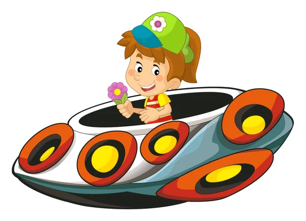 Cartoon Kid Toy Funfair Space Ship Star Ship Amusement Park — Stock Photo, Image