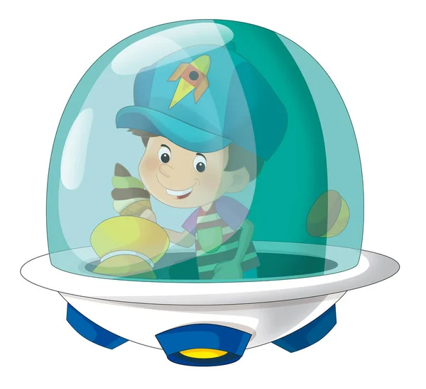 玩具游乐园 宇宙飞船 游乐园或儿童游乐场上的卡通小孩儿 — 图库照片