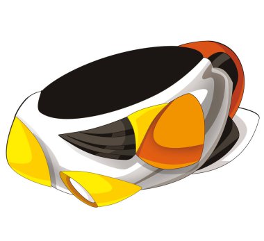 Uzay gemisinin taşındığı karikatür sahnesi çocuklar için izole edilmiş.