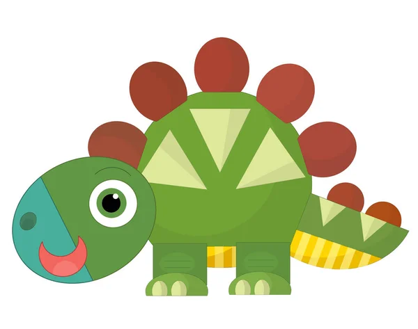 Desenho Animado Feliz Engraçado Colorido Dinossauro Pré Histórico Isolado Ilustração — Fotografia de Stock