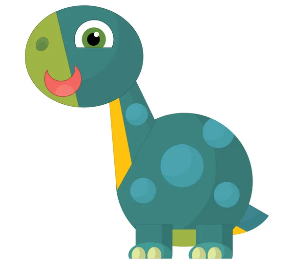 Dibujos Animados Feliz Divertido Dinosaurio Prehistórico Colorido Ilustración Aislada Para —  Fotos de Stock