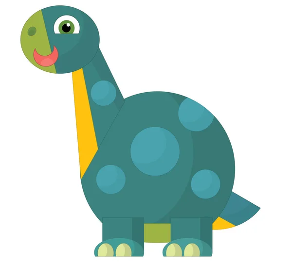 Dibujos Animados Feliz Divertido Dinosaurio Prehistórico Colorido Ilustración Aislada Para —  Fotos de Stock