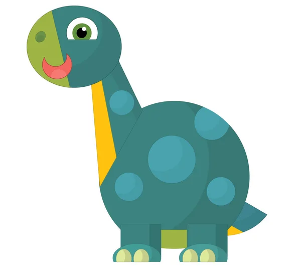 Γελοιογραφία Χαρούμενος Και Αστείος Πολύχρωμο Προϊστορικό Δεινόσαυρος Απομονωμένη Εικόνα Για — Φωτογραφία Αρχείου