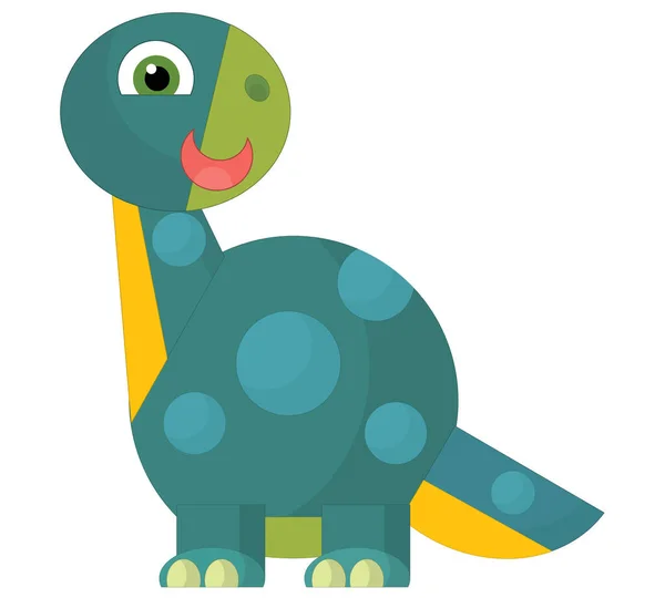 Dessin Animé Heureux Drôle Dinosaure Préhistorique Coloré Illustration Isolée Pour — Photo