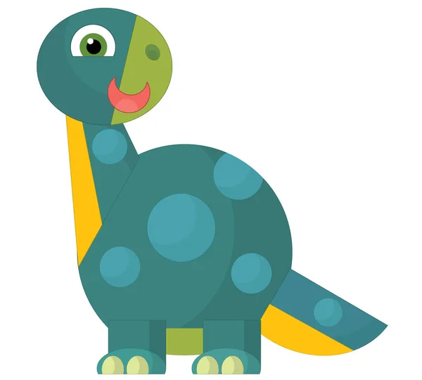 Dessin Animé Heureux Drôle Dinosaure Préhistorique Coloré Illustration Isolée Pour — Photo