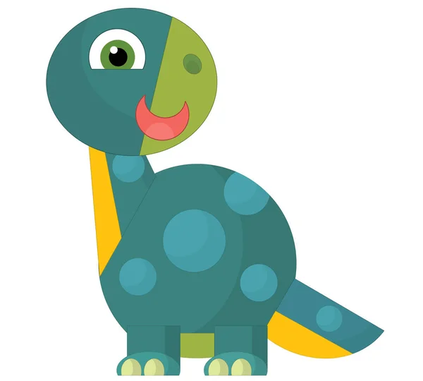 Rajzfilm Boldog Vicces Színes Őskori Dinoszaurusz Elszigetelt Illusztráció Gyerekeknek — Stock Fotó