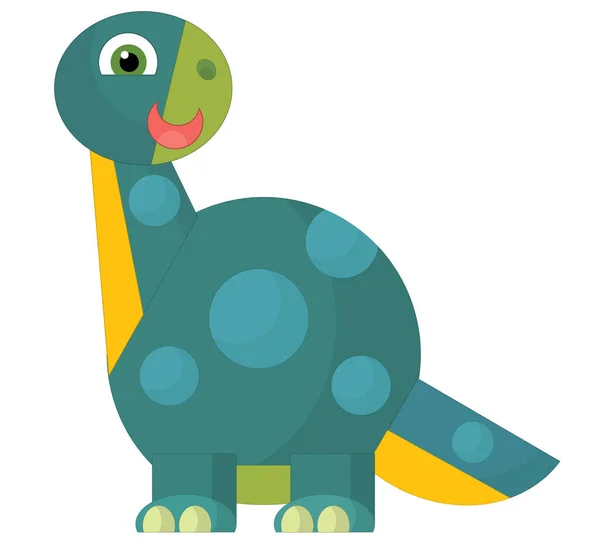 Desenho Animado Feliz Engraçado Colorido Dinossauro Pré Histórico Isolado Ilustração — Fotografia de Stock