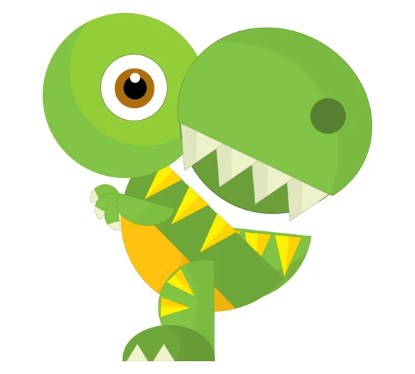 Desenho Animado Feliz Engraçado Colorido Dinossauro Pré Histórico Dino Isolado — Fotografia de Stock