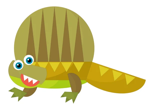 Dibujos Animados Feliz Divertido Colorido Dinosaurio Prehistórico Dino Sonriendo Amistosa — Foto de Stock