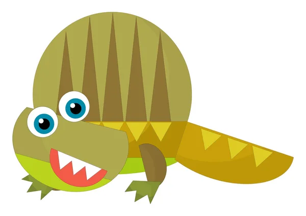 Kreslené Šťastné Zábavné Barevné Prehistorické Dinosaurus Dino Úsměvem Přátelské Izolované — Stock fotografie