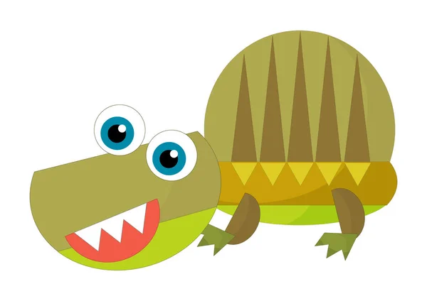 Мультфильм Счастливый Смешной Красочный Доисторический Динозавр Динозавр Улыбаясь Дружественные Изолированные — стоковое фото