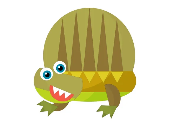 Мультяшний Щасливий Смішний Барвистий Доісторичний Динозавр Динозавр Посміхається Дружня Ізольована — стокове фото