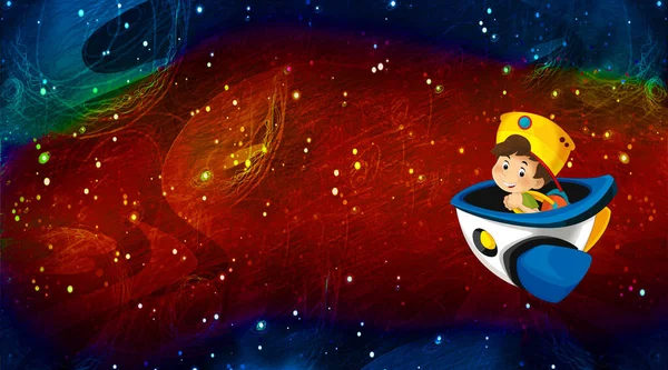 漫画面白いカラフルなシーンの銀河宇宙人Ufo孤立したイラストのための子供 — ストック写真