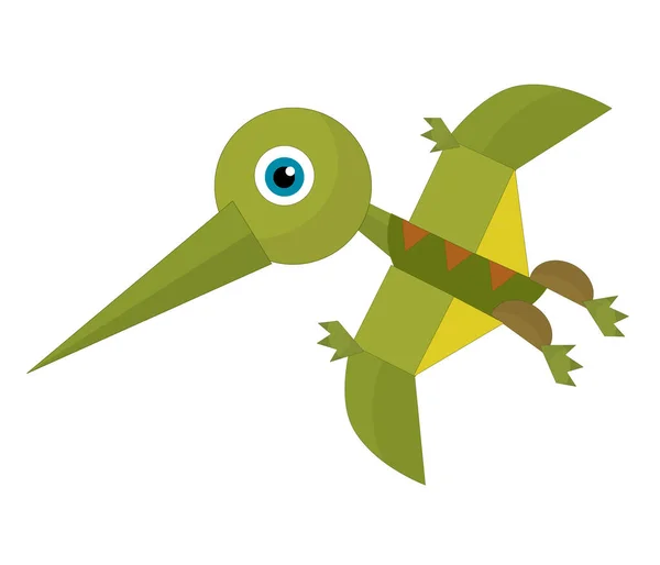 Rajzfilm Dinoszaurusz Pterodactyl Vagy Más Dino Madár Izolált Illusztráció Gyerekeknek — Stock Fotó