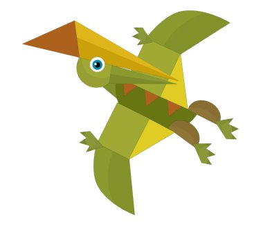 Çizgi film dinozoru Pterodactyl ya da diğer dinozor kuşları çocuklar için izole edilmiş resimlerdir.