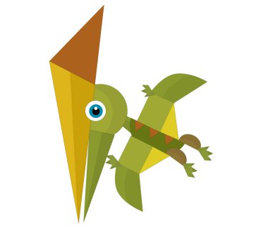 Çizgi film dinozoru Pterodactyl ya da diğer dinozor kuşları çocuklar için izole edilmiş resimlerdir.