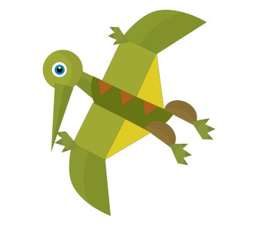 Çizgi film dinozoru Pterodactyl ya da diğer dinozor kuşları çocuklar için izole edilmiş resimlerdir.