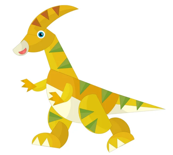 Dessin Animé Heureux Drôle Dinosaure Préhistorique Coloré Dino Illustration Isolée — Photo
