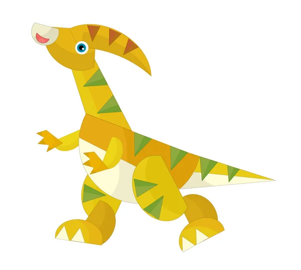 Dibujos Animados Feliz Divertido Colorido Dinosaurio Prehistórico Dino Ilustración Aislada —  Fotos de Stock