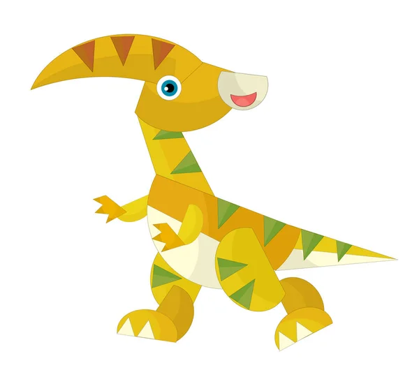 Cartone Animato Felice Divertente Colorato Dinosauro Preistorico Dino Isolato Illustrazione — Foto Stock