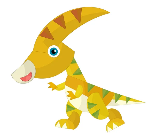 Dibujos Animados Feliz Divertido Colorido Dinosaurio Prehistórico Dino Ilustración Aislada —  Fotos de Stock