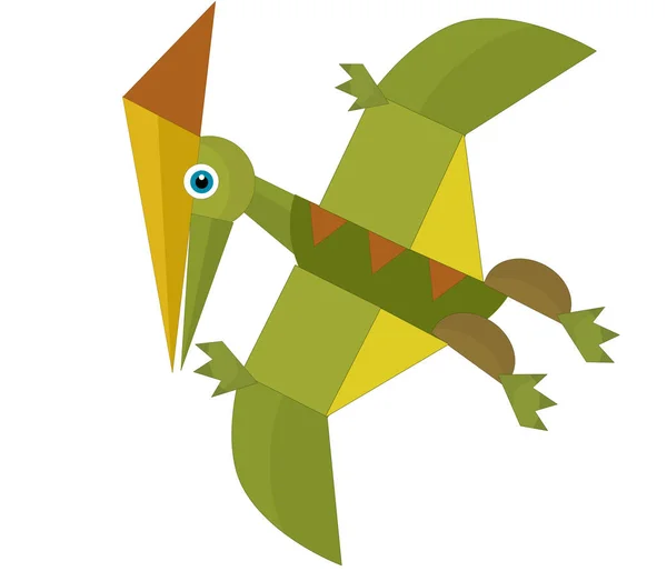 Kreskówkowy Dinozaur Pterodaktyl Lub Inny Dinozaur Ptaków Wyizolowana Ilustracja Dla — Zdjęcie stockowe