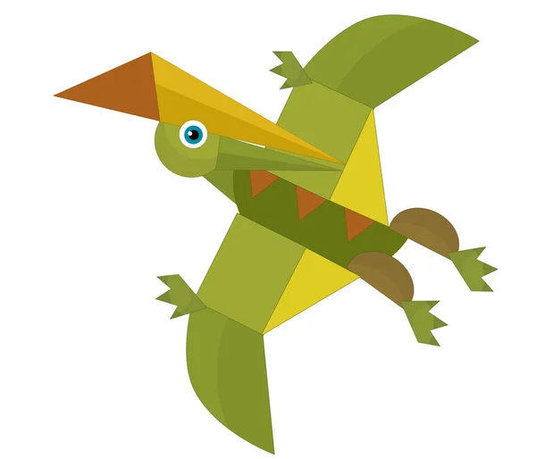 Dibujos Animados Dinosaurio Pterodáctilo Otro Pájaro Dino Ilustración Aislada Para — Foto de Stock