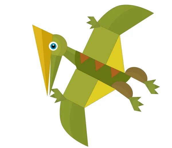 Kreskówkowy Dinozaur Pterodaktyl Lub Inny Dinozaur Ptaków Wyizolowana Ilustracja Dla — Zdjęcie stockowe