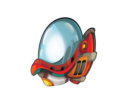 UFO uzay gemisinde çizgi film yaratığı ya da çocuklar için izole edilmiş yıldız gemisi taşımacılığı.