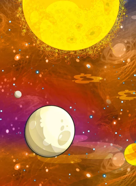 Desenhos Animados Engraçado Colorido Cena Cosmos Galáctica Alienígena Ufo Isolado — Fotografia de Stock
