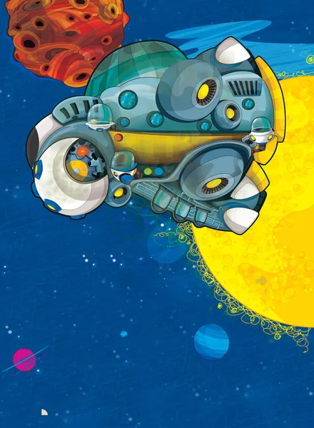 Desenhos Animados Engraçado Colorido Cena Cosmos Galáctico Alienígena Ufo Nave — Fotografia de Stock