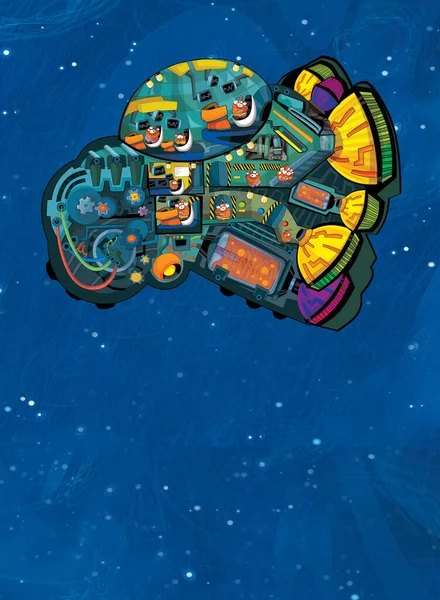 Cartoon Funny Colorful Scene Cosmos Galactic Alien Ufo Space Craft — Stock Photo, Image