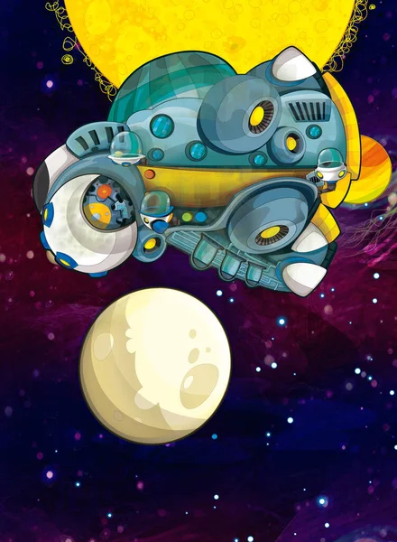 Kreskówka Śmieszne Kolorowe Sceny Kosmosu Galaktyczny Ufo Statek Kosmiczny Samolot — Zdjęcie stockowe