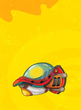 Kozmos galaktik uzaylı UFO uzay gemisinin renkli karikatür sahnesi çocuklar için izole edilmiş.